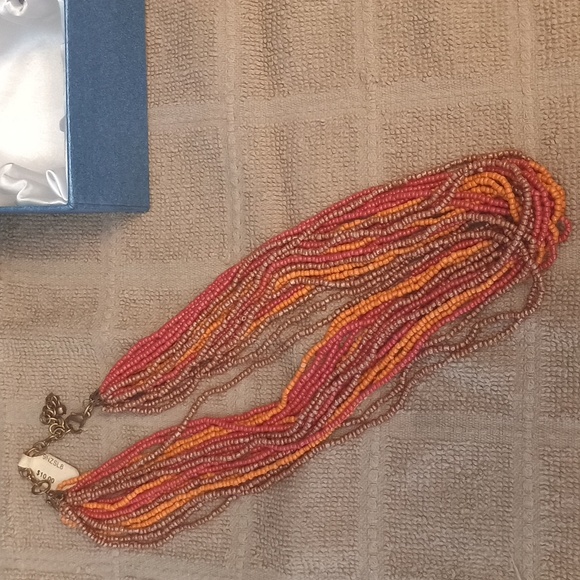 Warm Tone Beaded Necklace Multi Strand.Nwt - Picture 4 of 13